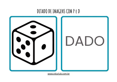 Ditado de imagens com palavras com P e D para Educação Infantil, 1º Ano de Português - Material educacional