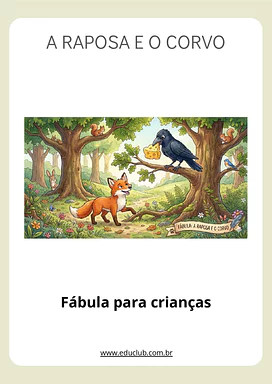 Fábula a Raposa e o Corvo para Educação Infantil, 1º Ano, 2º Ano, 3º Ano de Português, Educação Emocional, Ensino Religios...