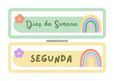 Etiquetas dos dias da semana para Educação Infantil, 1º Ano, 2º Ano de Recursos Educativos - Material educacional