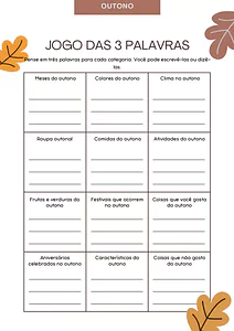 Jogo das três palavras edição outono