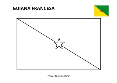 Bandeira da Guiana Francesa para colorir para Educação Infantil, 1º Ano, 2º Ano, 3º Ano de Geografia, Datas Comemorativas,...