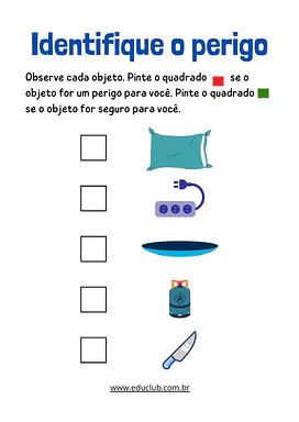 Atividades sobre perigos domésticos para 1º e 2º ano para 1º Ano, 2º Ano de Ciências, Educação Emocional - Material educac...