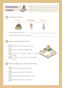 Atividades sobre as civilizações antigas