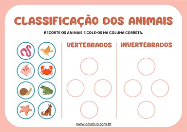Atividades sobre animais vertebrados e invertebrados para 3º ano para 3º Ano de Animais, Ciências - Material educacional
