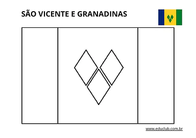 Bandeira de São Vicente e Granadinas para colorir para Educação Infantil, 1º Ano, 2º Ano, 3º Ano de Datas Comemorativas, G...