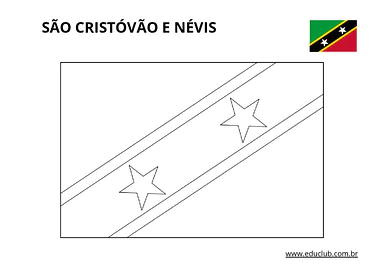Bandeira de São Cristóvão e Névis para colorir para Educação Infantil, 1º Ano, 2º Ano, 3º Ano, 4º Ano, 5º Ano de Geografia...