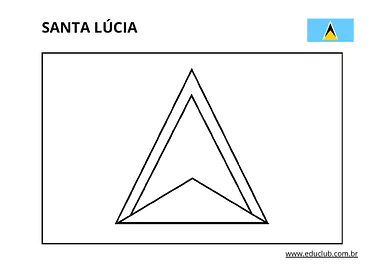 Bandeira de Santa Lúcia para colorir para Educação Infantil, 1º Ano, 2º Ano, 3º Ano, 4º Ano, 5º Ano de Geografia, Bandeira...