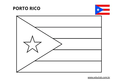 Bandeira de Porto Rico para colorir para Educação Infantil, 1º Ano, 2º Ano, 3º Ano, 4º Ano, 5º Ano de Geografia, Artes - M...