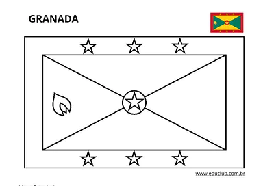 Bandeira de Granada para colorir para Educação Infantil, 1º Ano, 2º Ano, 3º Ano, 4º Ano, 5º Ano de Geografia, Artes - Mate...