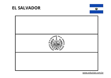 Bandeira de El Salvador para colorir para Educação Infantil, 1º Ano, 2º Ano, 3º Ano, 4º Ano, 5º Ano de Geografia - Materia...