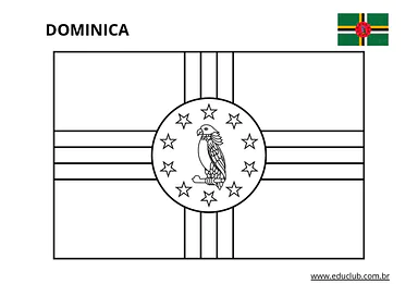 Bandeira de Dominica para colorir para Educação Infantil, 1º Ano, 2º Ano, 3º Ano, 4º Ano, 5º Ano de Geografia - Material e...