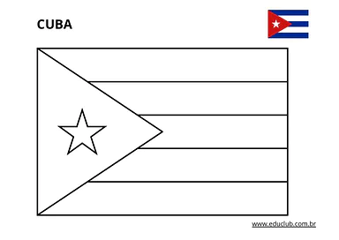 Bandeira de Cuba para color para Educação Infantil, 1º Ano, 2º Ano, 3º Ano, 4º Ano, 5º Ano de Geografia, Artes - Material ...