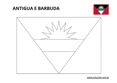 Bandeira de Antigua e Barbuda para colorir para Educação Infantil, 1º Ano, 2º Ano, 3º Ano de Datas Comemorativas, Geografi...