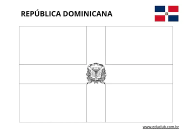 Bandeira da República Dominicana para colorir para Educação Infantil, 1º Ano, 2º Ano, 3º Ano, 4º Ano, 5º Ano de Datas Come...
