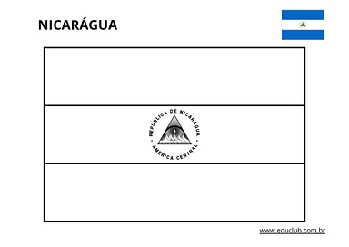 Bandeira da Nicarágua para colorir para Educação Infantil, 1º Ano, 2º Ano, 3º Ano, 4º Ano, 5º Ano de Geografia, Artes - Ma...
