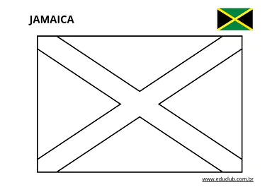 Bandeira da Jamaica para colorir para Educação Infantil, 1º Ano, 2º Ano, 3º Ano, 4º Ano, 5º Ano de Geografia, Artes - Mate...
