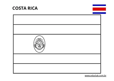 Bandeira da Costa Rica para colorir para Educação Infantil, 1º Ano, 2º Ano, 3º Ano de Datas Comemorativas, Geografia, Arte...