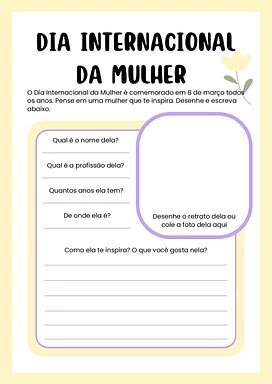 Atividade do Dia da Mulher para o 4º ano para 4º Ano de Datas Comemorativas, História, Português - Material educacional
