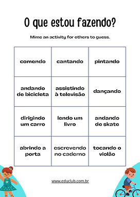 Jogo de mímica dos verbos para Educação Infantil, 1º Ano, 2º Ano, 3º Ano de Português, Jogos Educativos - Material educaci...