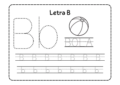 Letra B de bola para imprimir para Educação Infantil, 1º Ano de Português - Material educacional