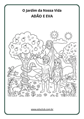 Atividade sobre Adão e Eva para imprimir infantil para Educação Infantil, 1º Ano, 2º Ano, 3º Ano, 4º Ano, 5º Ano de Ensino...