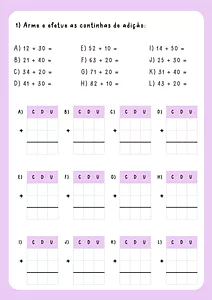 Continhas de adição e subtração de dois dígitos