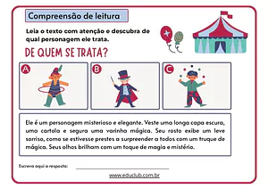 Atividade sobre o circo para ensino fundamental
