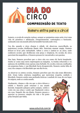 Texto sobre o circo com interpretação para 4º e 5º ano para 4º Ano, 5º Ano de Interpretação de texto, Português, Educação ...