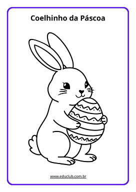 Coelhos da Páscoa para colorir para Educação Infantil, 1º Ano, 2º Ano de Desenhos, Datas Comemorativas - Material educacional