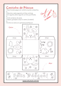 Cestinha de Páscoa para imprimir e pintar