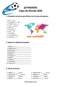 Atividades da Copa do Mundo para 1º e 2º ano do Ensino Fundamental