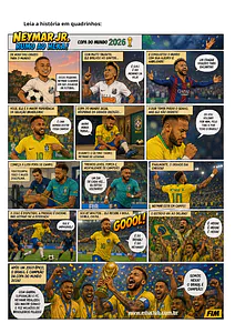 Interpretação de história em quadrinhos Neymar Jr. rumo ao Hexa