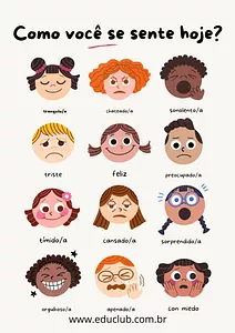 Carinhas de sentimentos e emoções para imprimir