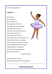 Atividade com poema de Cecília Meireles para 3º ano do Ensino Fundamental