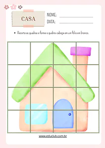 Quebra-cabeça de casa para imprimir, recortar e montar