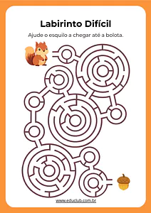 Labirinto difícil com tema de outono para anos iniciais do Educação Infantil
