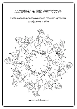 Mandalas de outono para imprimir para Educação Infantil, 1º Ano, 2º Ano, 3º Ano de Artes, Ciências - Material educacional