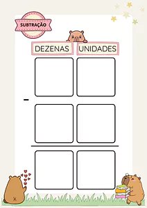Tabela de subtração sem reserva para imprimir