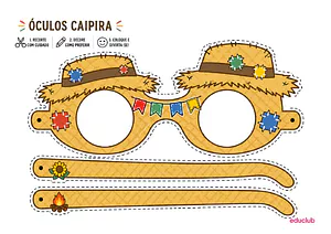 Óculos caipira para Festa Junina para imprimir