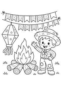 Fogueira de Festa Junina para colorir