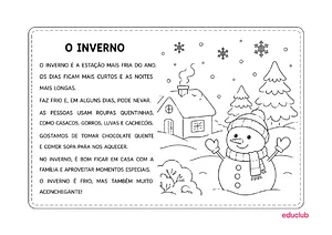 Texto e interpretação sobre o inverno para 1º ano