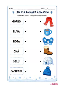Atividades de alfabetização sobre o inverno