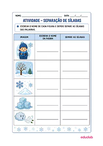 Atividade de sílabas de inverno