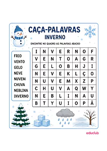 Caça-palavras de inverno para imprimir