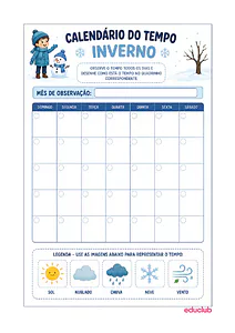 Atividade do calendário do tempo no inverno para imprimir