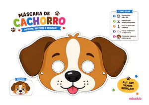 Máscara de cachorro para imprimir colorida