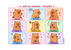 Jogo das emoções com capivara para imprimir