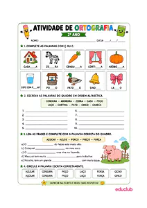 Atividades de ortografia para 2º ano