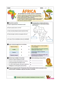 Atividades sobre a África para imprimir