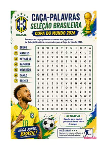 Caça-palavras com nomes de jogadores da Seleção Brasileira 2026